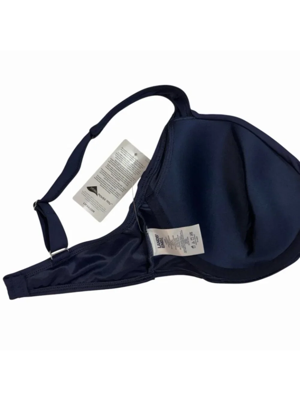 Lands End Bikini Swim Top Size 6 DDD Twist Front Deep Sea Navy Underwire Support - Picture 5 of 9